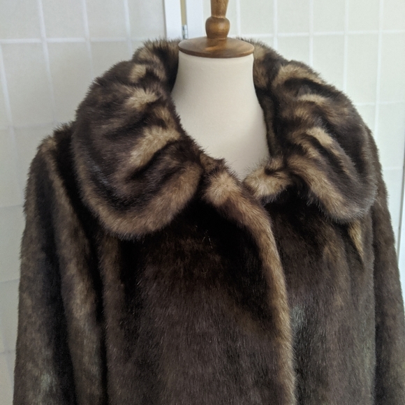 Vintage Faux Mink Brown Coat S - Picture 2 of 12